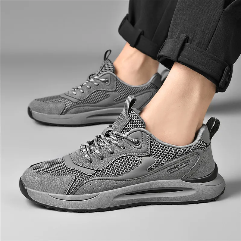 AOKANG Casual Shoes Men Low Top Gray, Gray Cut Out, Black, Black Gray-11
