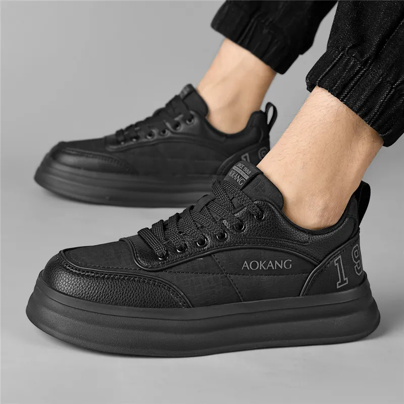 AOKANG Trendy Play Series Anti-Slip And Wear-Resistant Height Increasing Low-Top Skateboard Shoes Men White-18