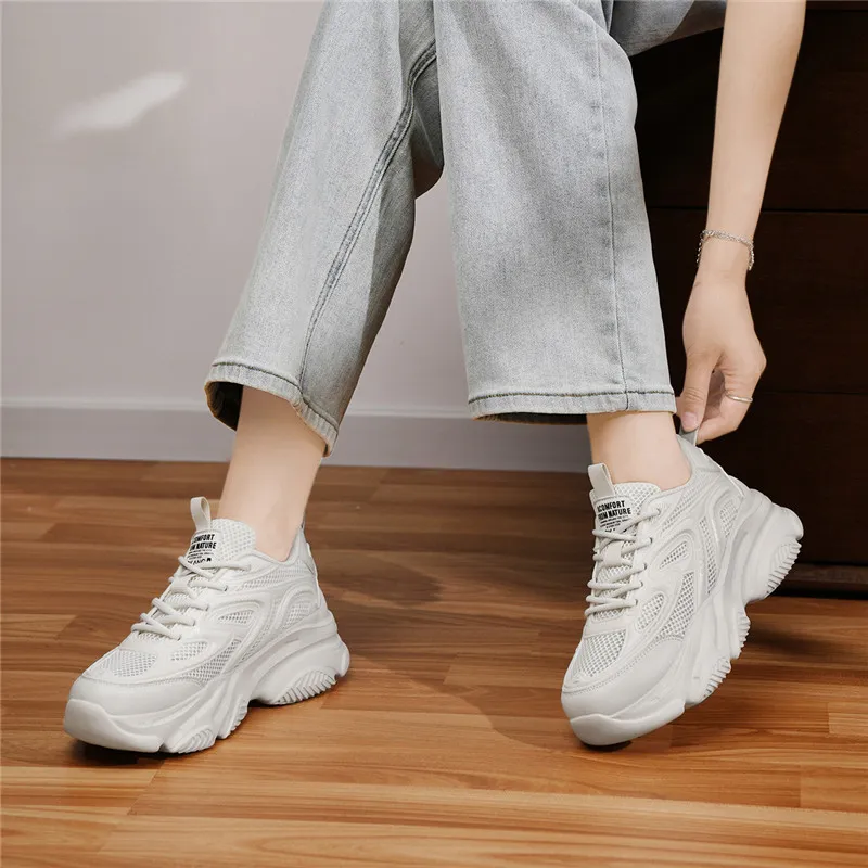 AOKANG Summer Platform Sneakers Cushioned Wear-Resistant Breathable Slip-Resistant Low-Top Casual Shoes Women's-8