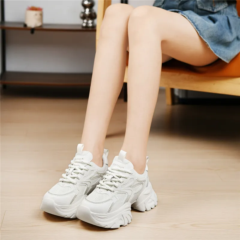 AOKANG Anti-Slip Wear-Resistant Breathable Height Increasing Low-Top Chunky Sneakers Women's-12