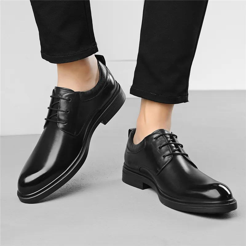 AOKANG Dress Shoes Men Low Top Black-6