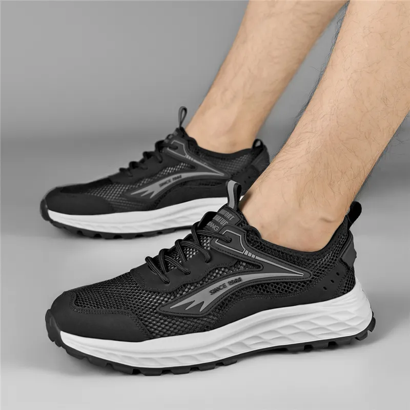 AOKANG Running Shoes Men Low Top Gray, Black-10