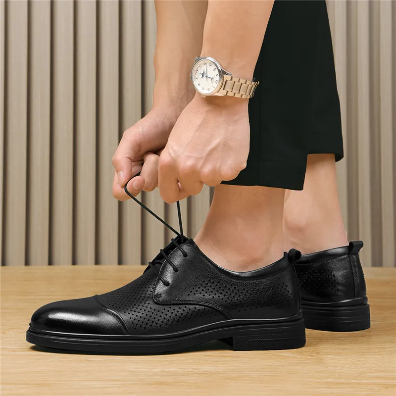 AOKANG Dress Shoes Men Low Top Black-11