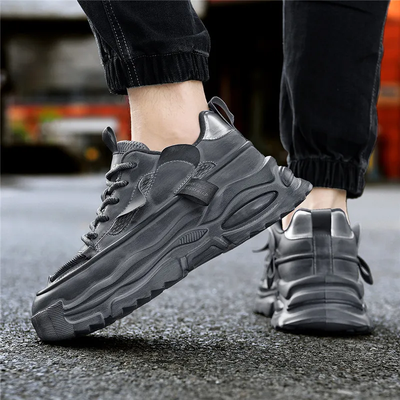 AOKANG Trendy Play Series Chunky Sneakers Men Low Top Black, Gray-22