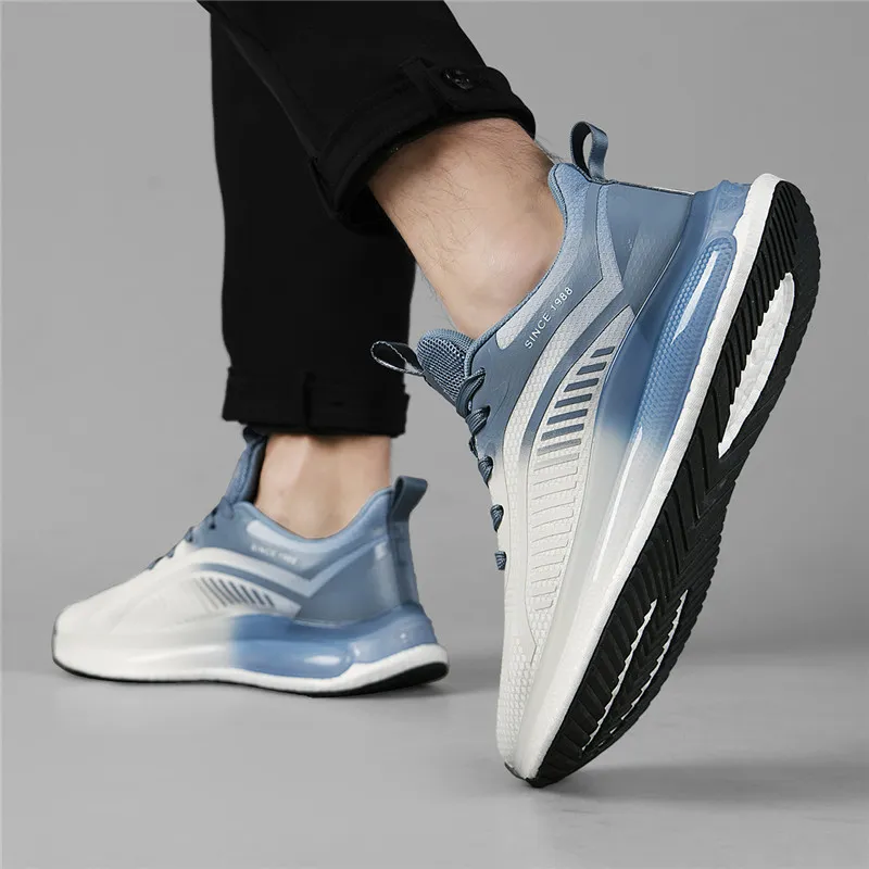 AOKANG Low Top Popcorn Casual Running Shoes Men's White Blue-8