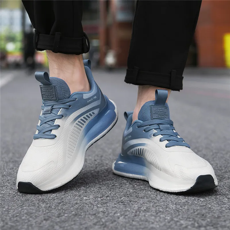 AOKANG Low Top Popcorn Casual Running Shoes Men's White Blue-9