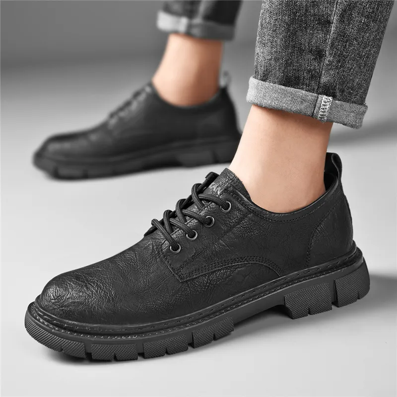 AOKANG Dress Shoes Men Low Top Black-6