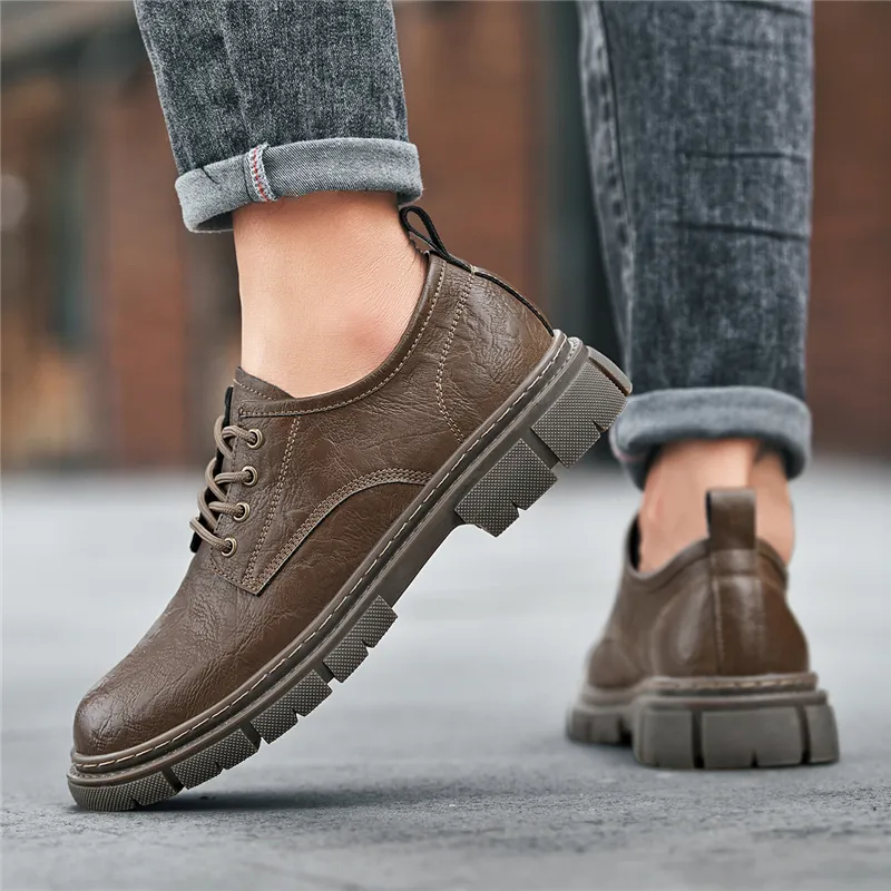 AOKANG Dress Shoes Men's Red Brown-4