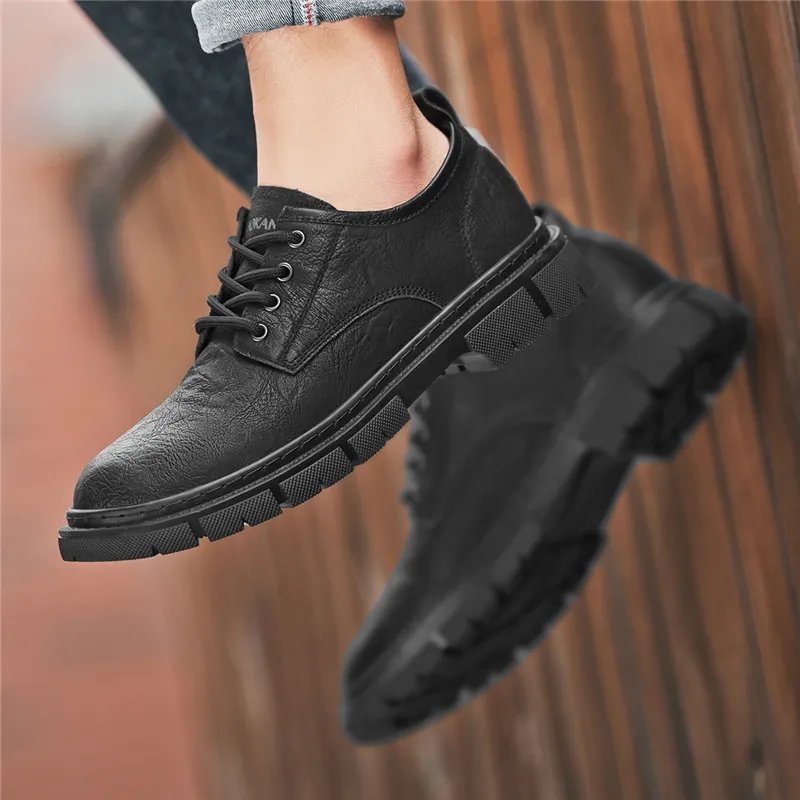 AOKANG Dress Shoes Men Low Top Black-5