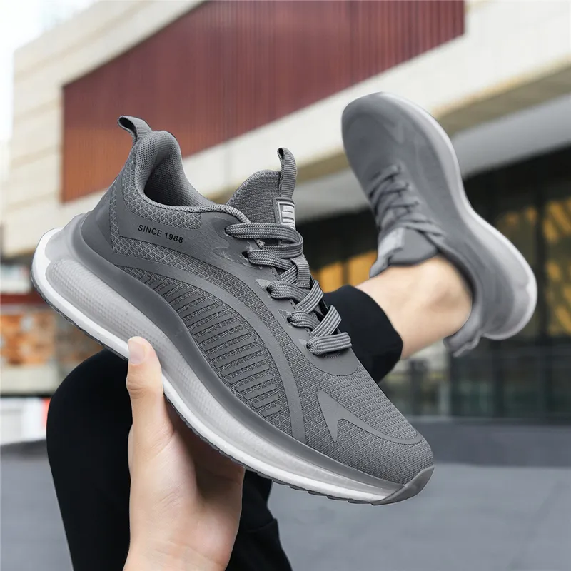 AOKANG Cushioning Coverage Height Increasing Lightweight Breathable Low Top Outdoor Shoes Men's Gray-9