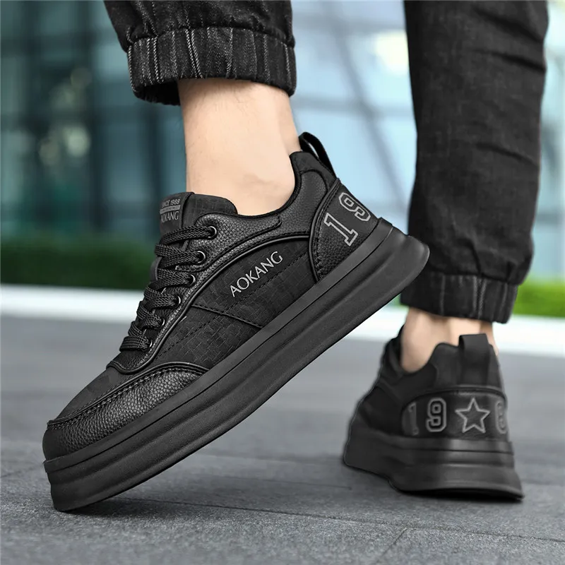 AOKANG Trendy Play Series Anti-Slip And Wear-Resistant Height Increasing Low-Top Skateboard Shoes Men White-21