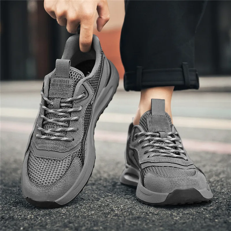 AOKANG Casual Shoes Men Low Top Gray, Gray Cut Out, Black, Black Gray-19