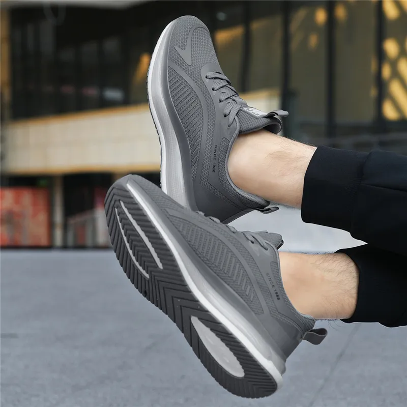 AOKANG Cushioning Coverage Height Increasing Lightweight Breathable Low Top Outdoor Shoes Men's Gray-7