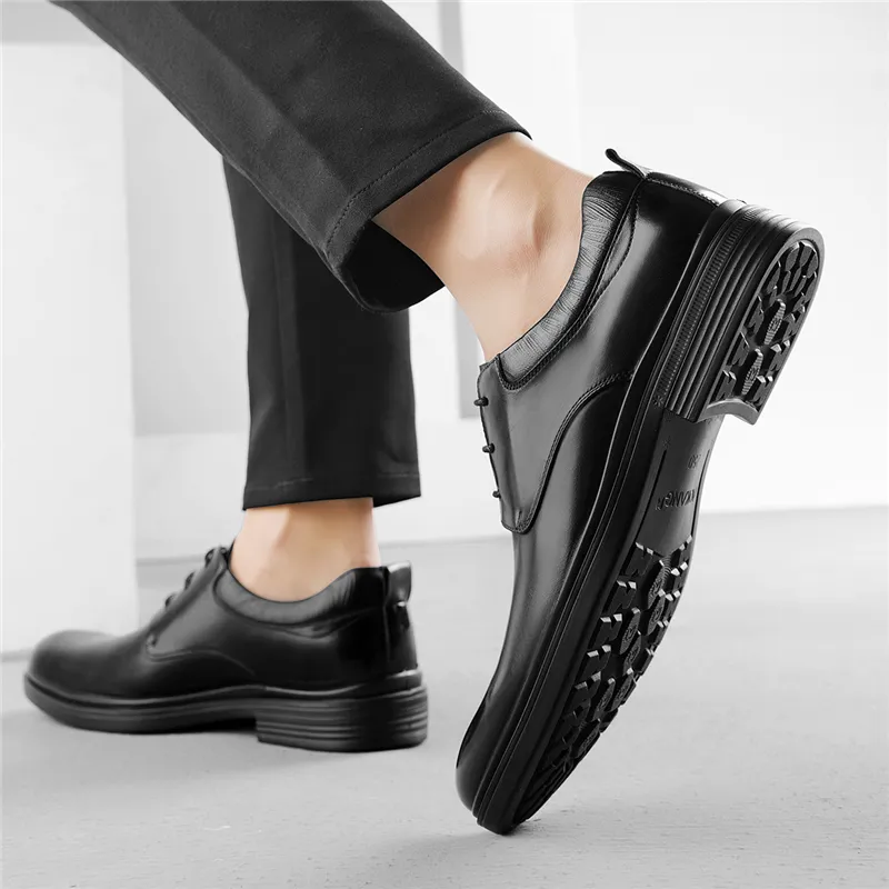 AOKANG Dress Shoes Men Low Top Black-8