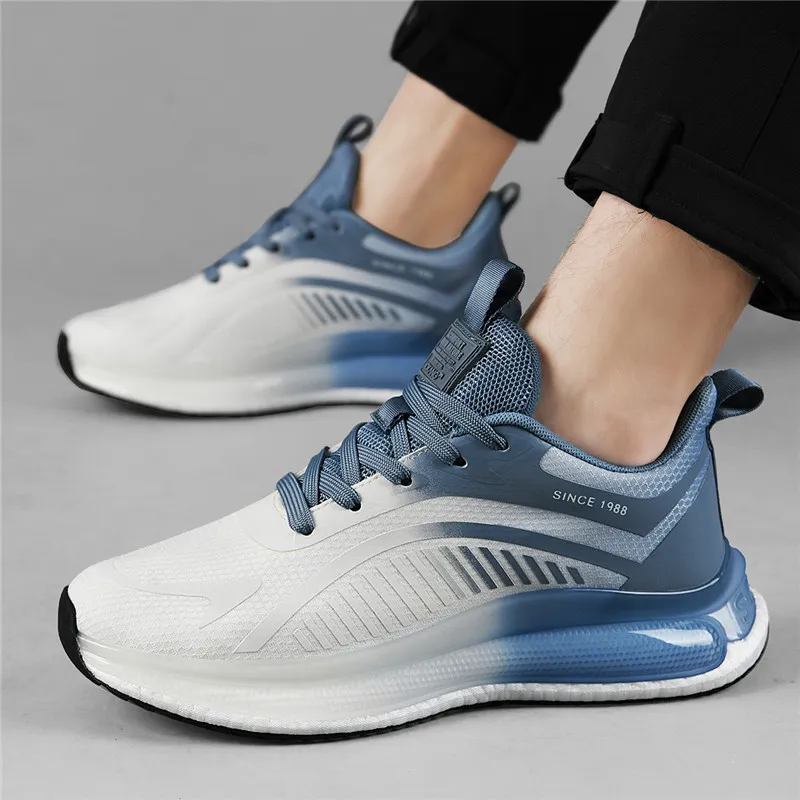 AOKANG Low Top Popcorn Casual Running Shoes Men's White Blue-12