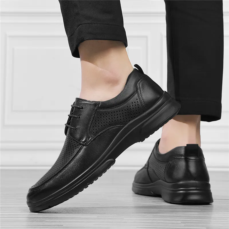 AOKANG Dress Shoes Men Low Top Black-8