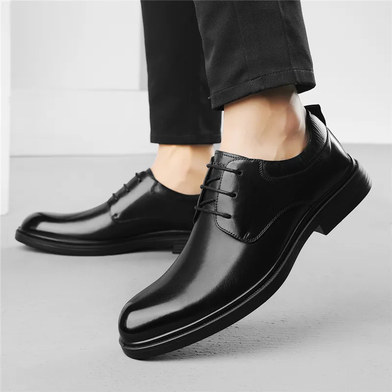 AOKANG Dress Shoes Men Low Top Black-7