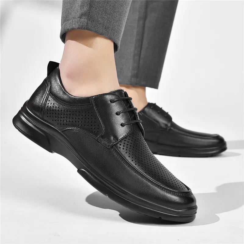 AOKANG Dress Shoes Men Low Top Black-7