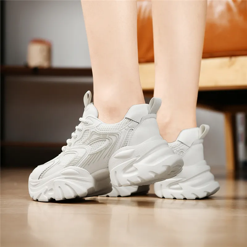 AOKANG Anti-Slip Wear-Resistant Breathable Height Increasing Low-Top Chunky Sneakers Women's-15