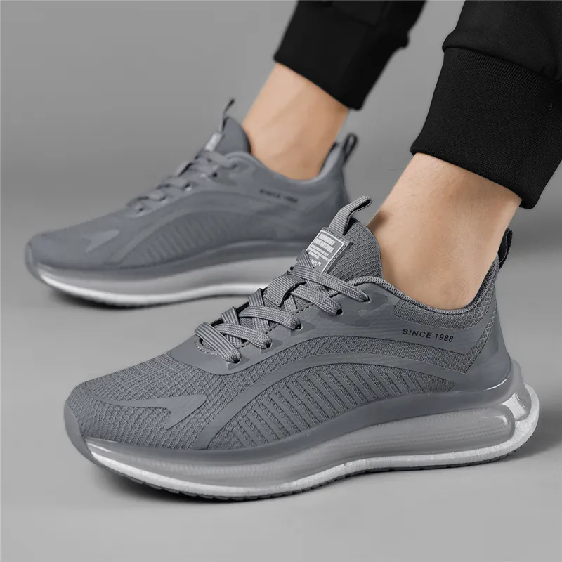 AOKANG Cushioning Coverage Height Increasing Lightweight Breathable Low Top Outdoor Shoes Men's Gray-12