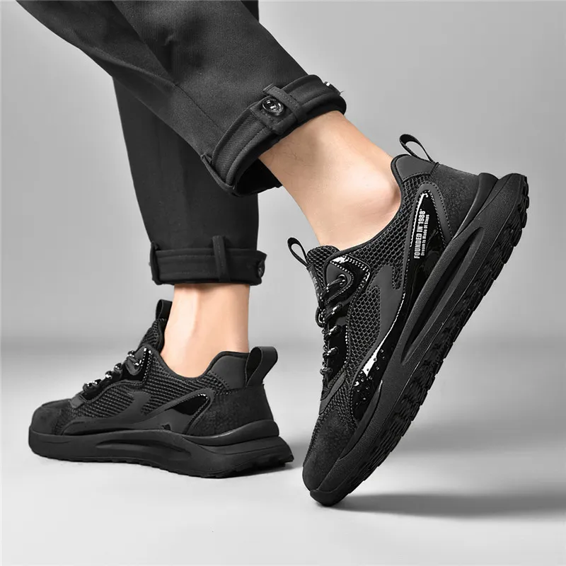 AOKANG Casual Shoes Men Low Top Gray, Gray Cut Out, Black, Black Gray-32