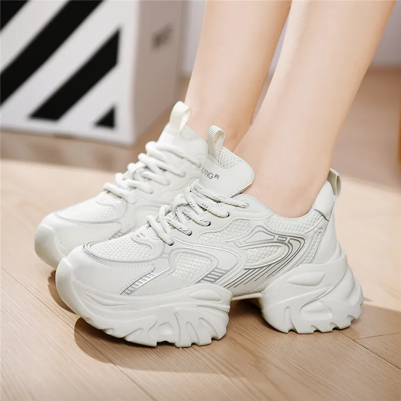 AOKANG Anti-Slip Wear-Resistant Breathable Height Increasing Low-Top Chunky Sneakers Women's-4