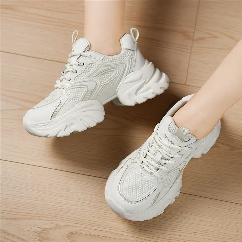 AOKANG Anti-Slip Wear-Resistant Breathable Height Increasing Low-Top Chunky Sneakers Women's-17