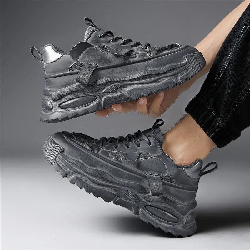 AOKANG Trendy Play Series Chunky Sneakers Men Low Top Black, Gray-20