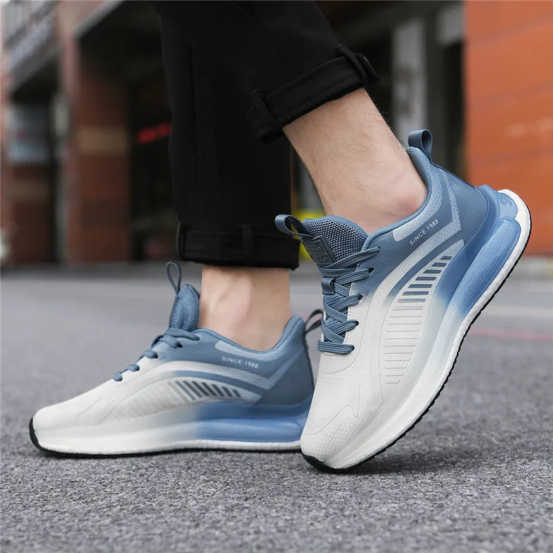 AOKANG Low Top Popcorn Casual Running Shoes Men's White Blue-11