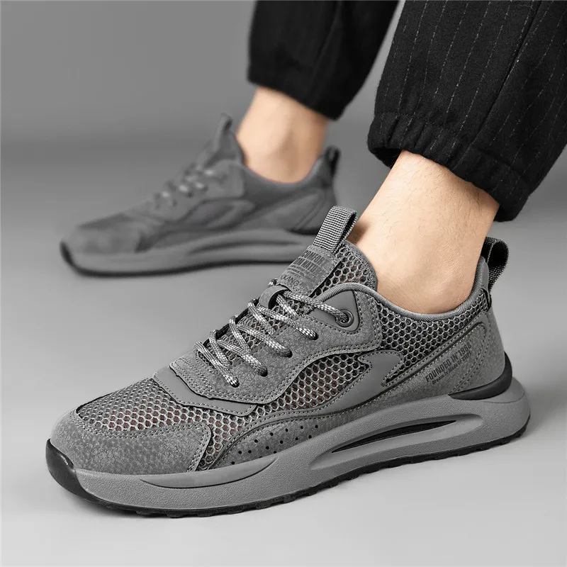 AOKANG Casual Shoes Men Low Top Gray, Gray Cut Out, Black, Black Gray-21