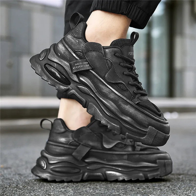 AOKANG Trendy Play Series Chunky Sneakers Men Low Top Black, Gray-10