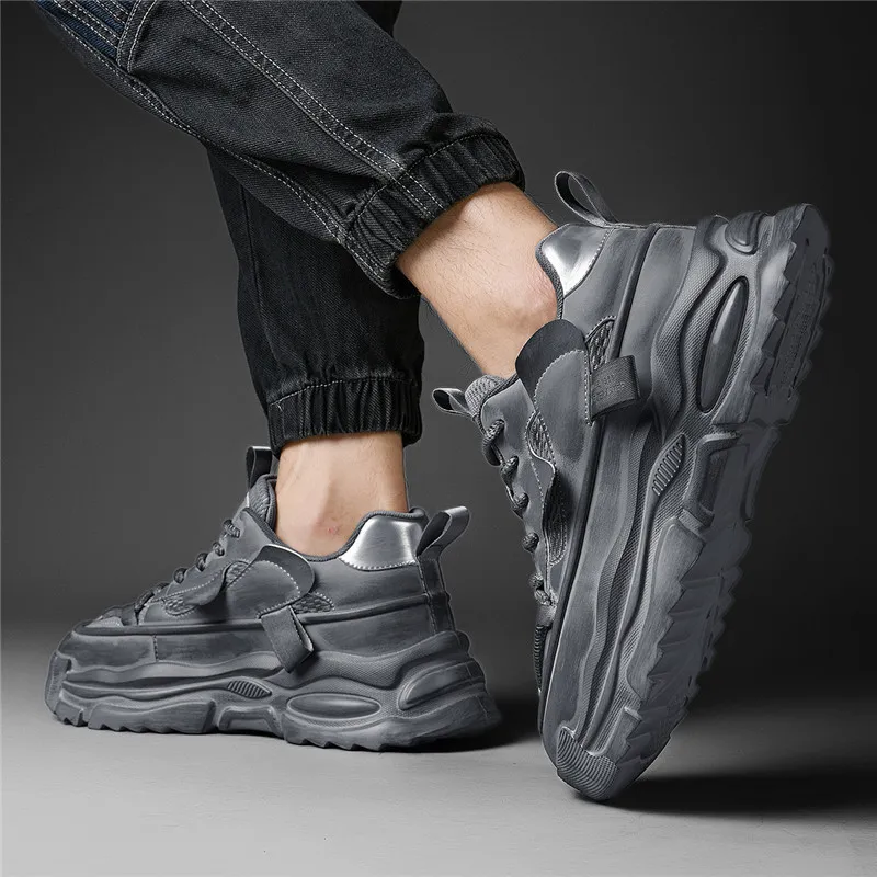 AOKANG Trendy Play Series Chunky Sneakers Men Low Top Black, Gray-18