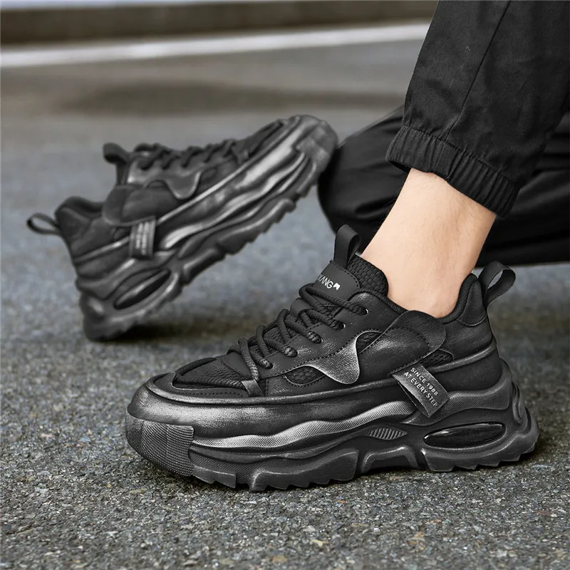 AOKANG Trendy Play Series Chunky Sneakers Men Low Top Black, Gray-8