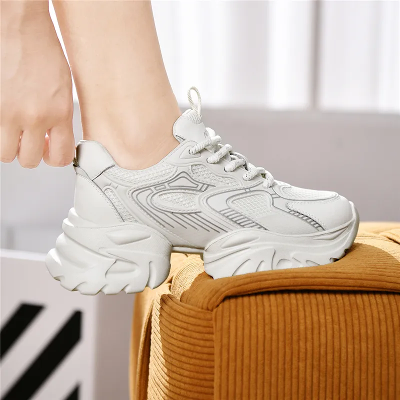 AOKANG Anti-Slip Wear-Resistant Breathable Height Increasing Low-Top Chunky Sneakers Women's-2