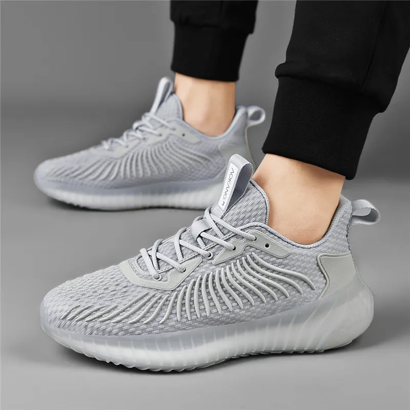 AOKANG Cushioned Wear-Resistant Lightweight Breathable Low-Top Casual Running Shoes Men's Gray-8