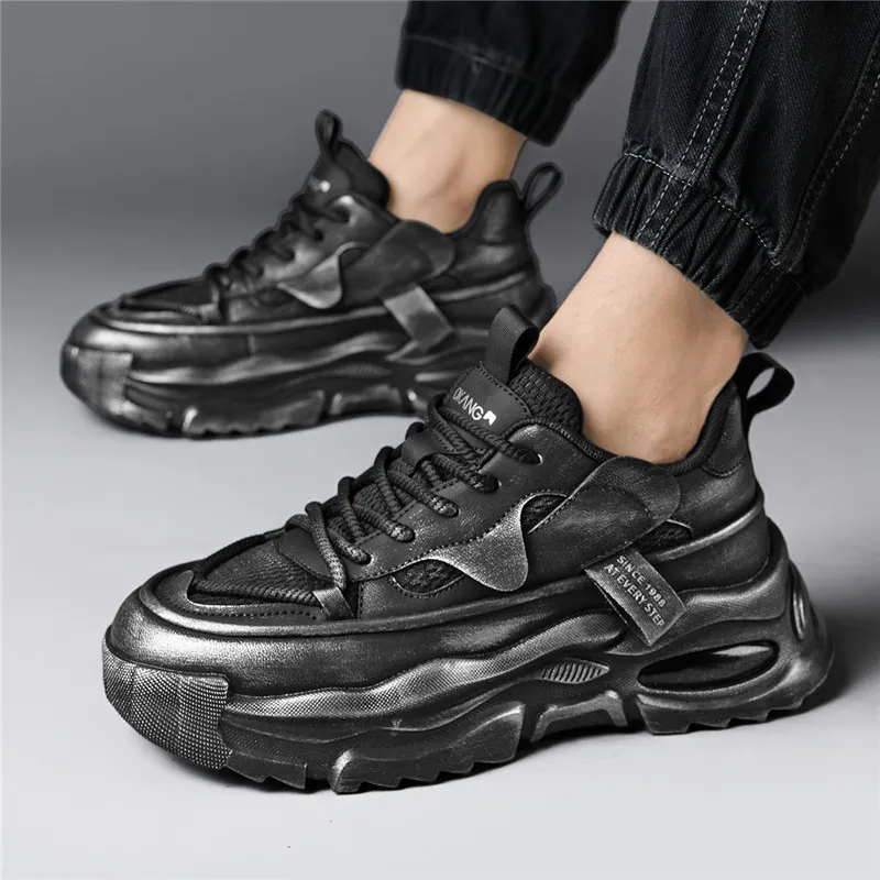 AOKANG Trendy Play Series Chunky Sneakers Men Low Top Black, Gray-9
