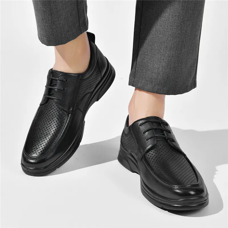 AOKANG Dress Shoes Men Low Top Black-6
