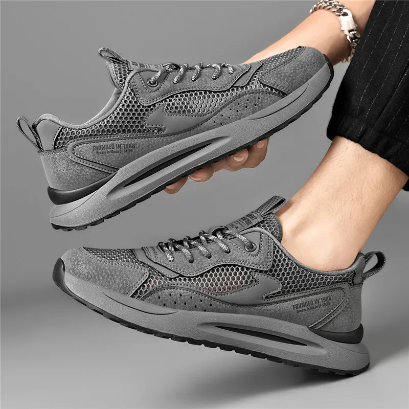 AOKANG Casual Shoes Men Low Top Gray, Gray Cut Out, Black, Black Gray-22