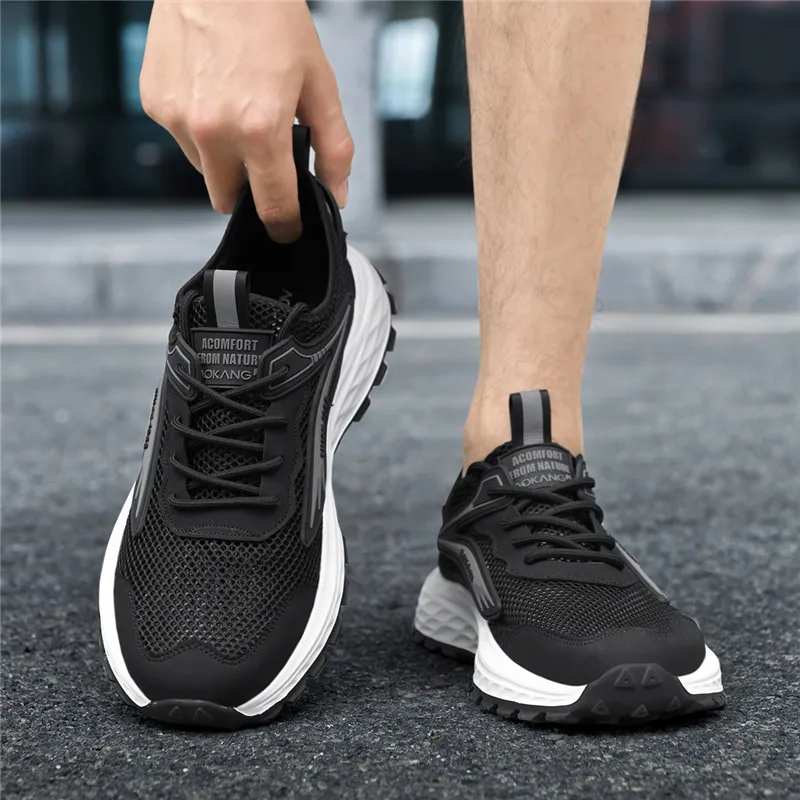 AOKANG Running Shoes Men Low Top Gray, Black-7