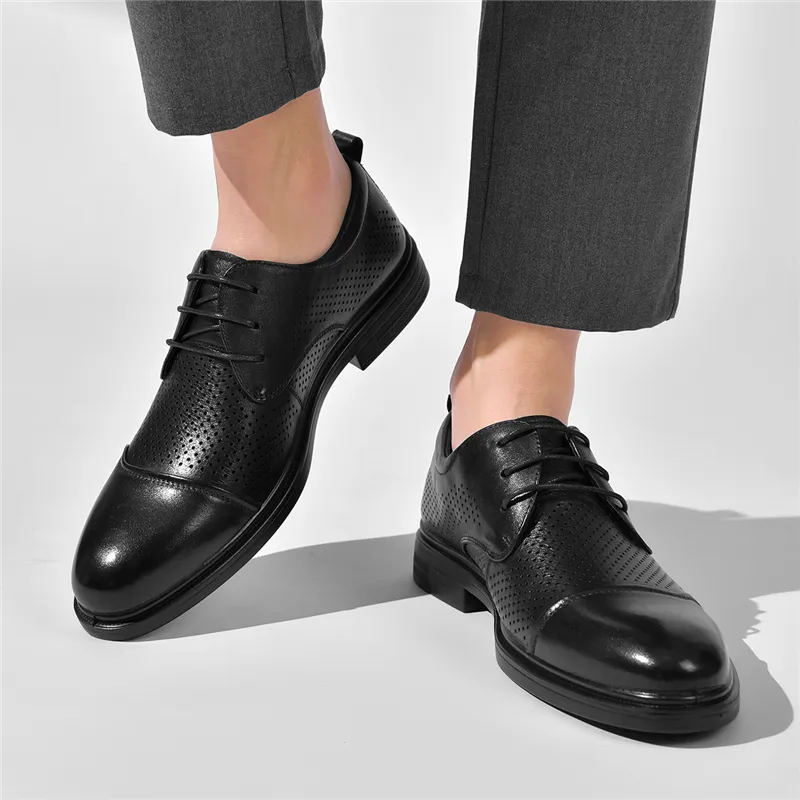 AOKANG Dress Shoes Men Low Top Black-7