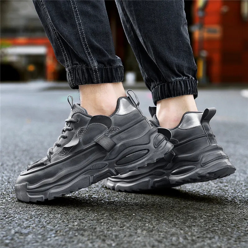 AOKANG Trendy Play Series Chunky Sneakers Men Low Top Black, Gray-23