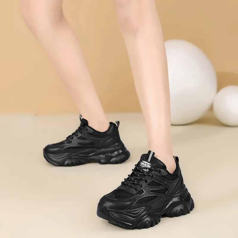 AOKANG Chunky Sneakers Women's Low Top Beige/Black-22