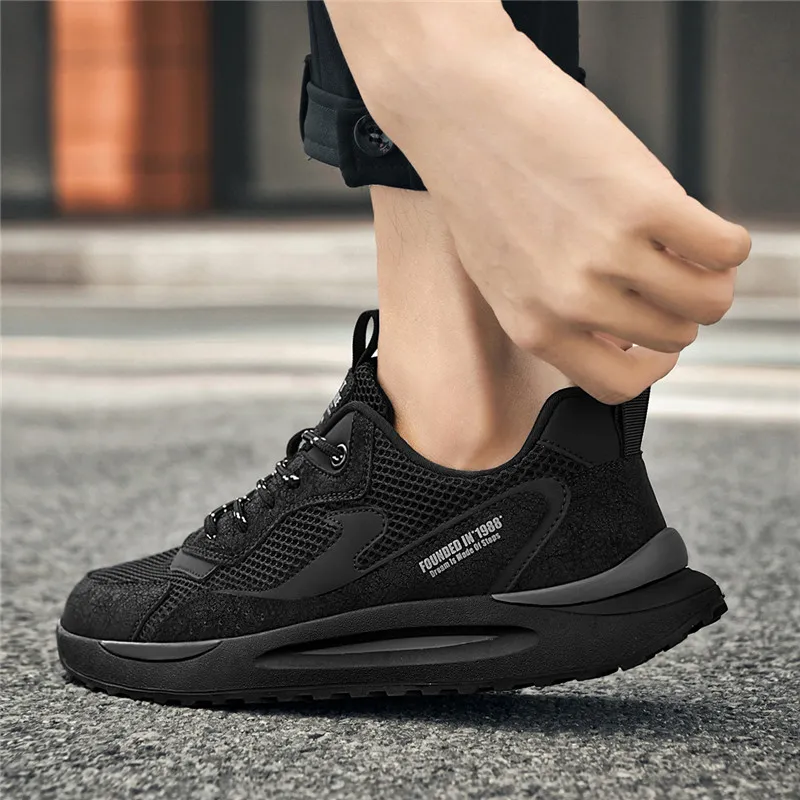 AOKANG Casual Shoes Men Low Top Gray, Gray Cut Out, Black, Black Gray-42