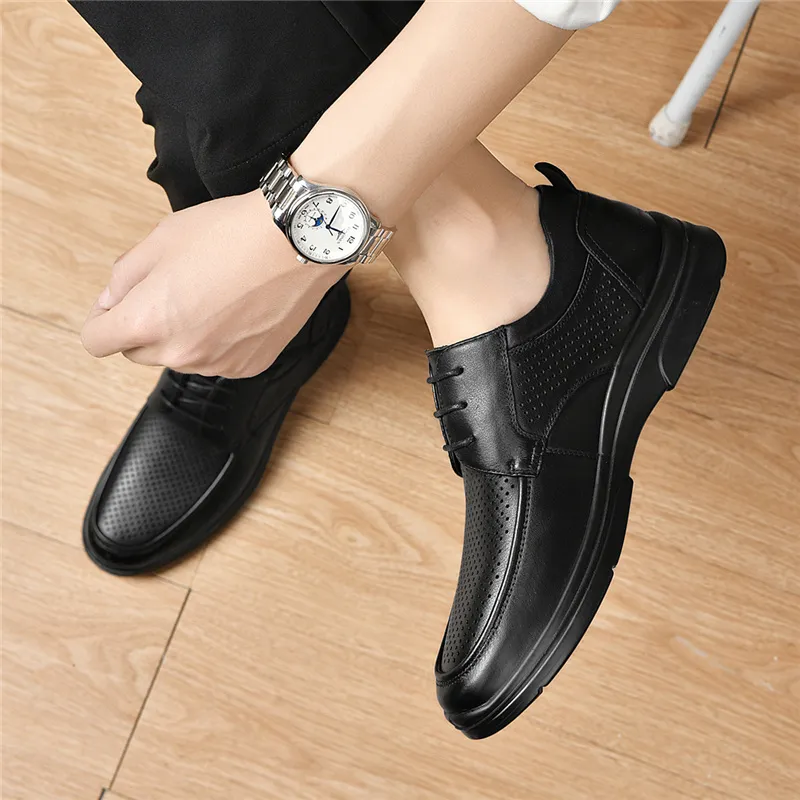 AOKANG Dress Shoes Men Low Top Black-10