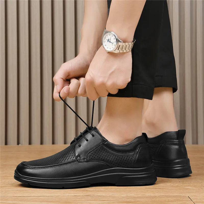 AOKANG Dress Shoes Men Low Top Black-9