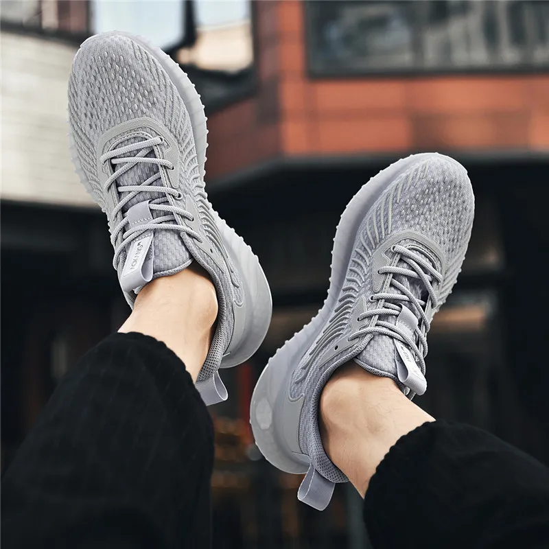 AOKANG Cushioned Wear-Resistant Lightweight Breathable Low-Top Casual Running Shoes Men's Gray-10