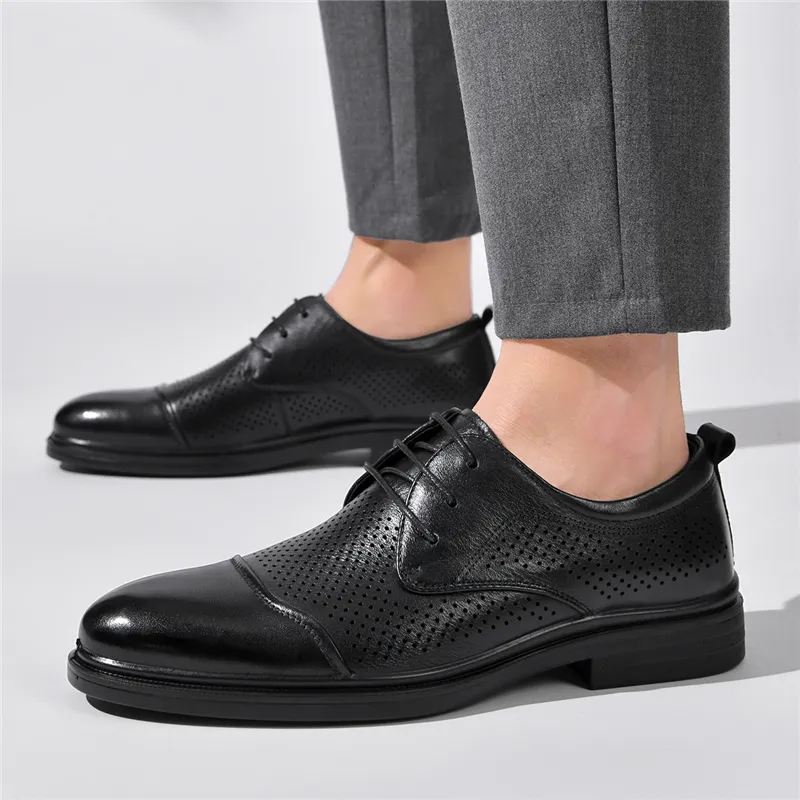 AOKANG Dress Shoes Men Low Top Black-6
