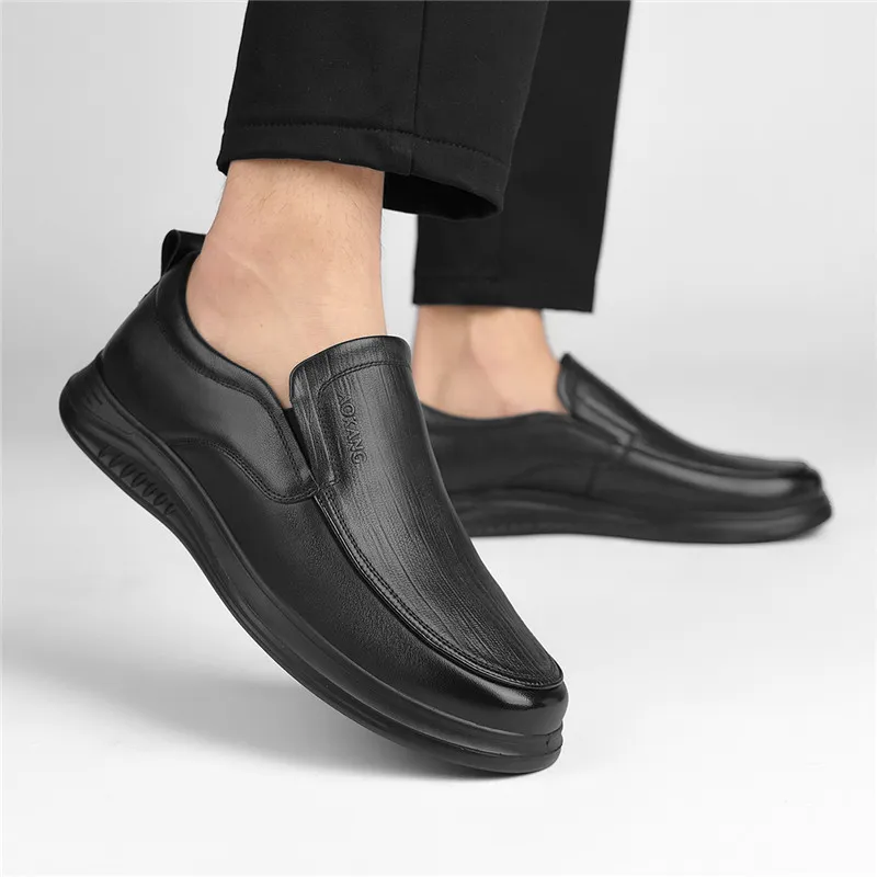 AOKANG Dress Shoes Men Low Top Black-5