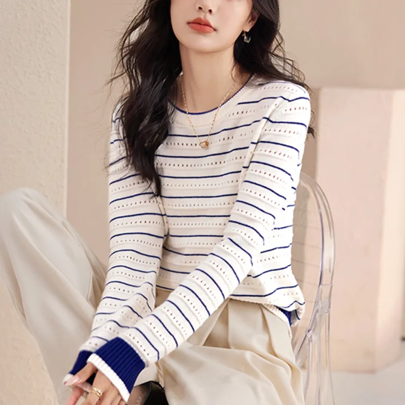 AHDO Knitwear Women's Blue With White Lettering-2