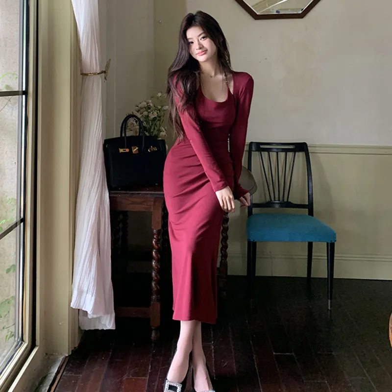 AHDO Long-Sleeved Dresses Women's-7